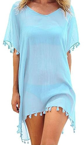 Qianderer Women Cover Ups Beachwear Crochet Hollow Out Beach Dress Summer Bikini Swimsuit Cover Up Bathing Suit
