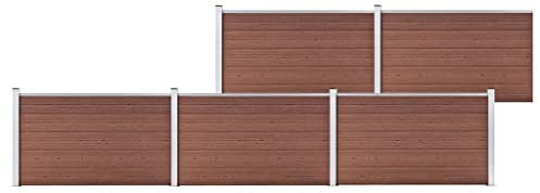 LAPOOH Gartenzaun WPC 872x106 cm Braun, Teichzaun, Zaunelemente, Steckzaun, Garden Fence, Zaun Deko Garten, Border & Fence, Dcorative Fences