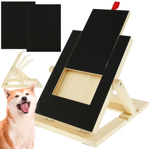 Rascador para perros con caja de golosinas, tabla para rascar uñas para perros, ángulo ajustable 20°/30°/40°, sin estrés, tabla para rascar con 2 papel de lija para perros