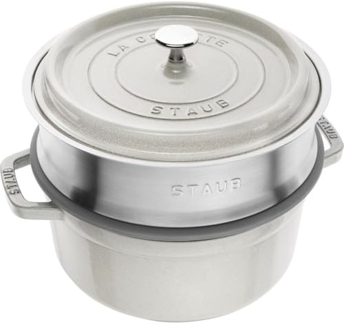 Zwilling Staub La Cocotte 40508-822-0 Marmite ronde en fonte avec insert et truffe, 3,8 litres, blanc