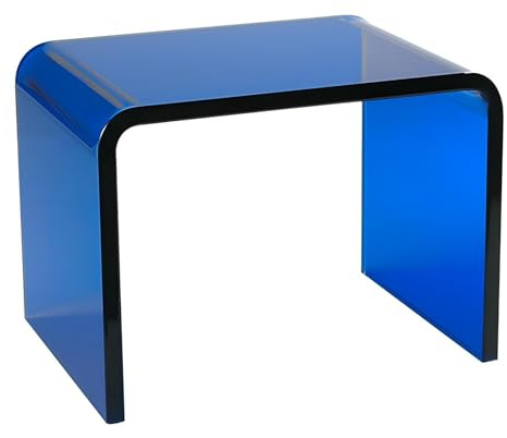 Eiauiuo Beistelltisch Blau Farbe Modern Couchtisch Kreativität U-förmiger Runder Rand Design Minimalismus Mode Acryl Beistelltisch Sofatisch Mode für Schlafzimmer Nachttisch Cafe Büro 30.5x19.5x22cm