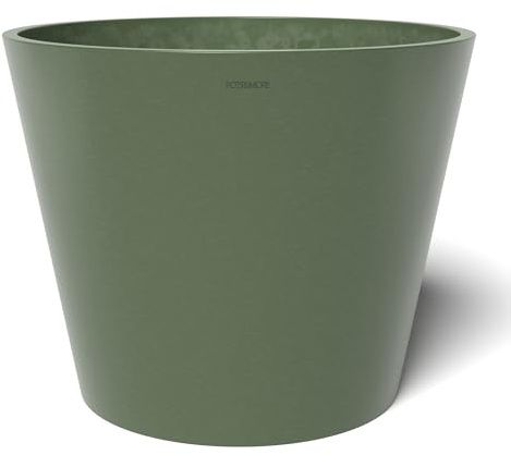 POTS&MORE Maceta Conico 40 (40,8 cm de diámetro, Forma Redonda, Color Verde Oliva, Altura 33,2 cm, Maceta de plástico, para Plantas de Interior) VP014004