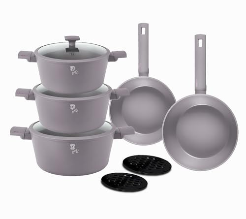 Berlinger Haus Juego de 10 utensilios de cocina de inducción antiadherentes de aluminio, ollas y sartenes con tapas para el hogar, cocina, horno, lavavajillas, ecológico, compatible con todas las