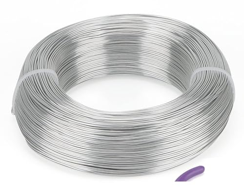 Edelstahl-Basteldraht, Draht zur Schmuckherstellung, 200 m x 1 mm Aluminium-Basteldraht for Schmuck, 656 Fuß 18 Gauge Metall-Silberdraht mit Schneider