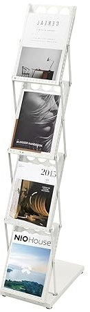 Prospektständer 4 Ebenen Faltbar Prospekthalter Katalogständer Flyerständer Infoständer A4 Displays Regal Zeitschriftenregal Literaturständer Faltprospektständer FüR BüRo Messe Bodenmontage Weiß