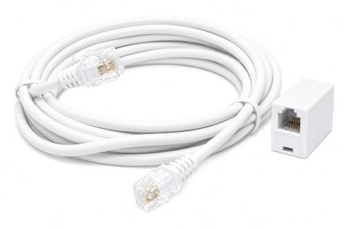 DRUT RJ11 to RJ11 ADSL 2+ Male to Male Cable, 3m 10ft White