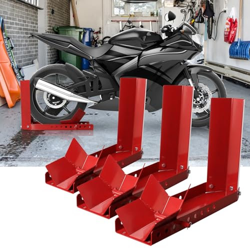 Yakimz Motorradwippe 3 Stück, Motorrad Vorderradklemme, Radwippe Motorradständer für Anhänger Vorderrad Transportständer, Radhalterung mit 3 Ankerbolzenlöchern, Motorradklemme Reifen Verladehilfe