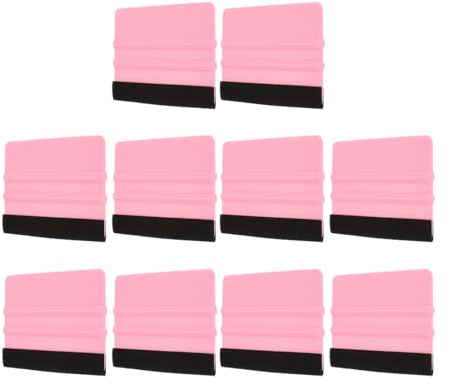 sourcing map 10pcs Vinyl Squeegee, Felt Edge Vinyl Wrap Decal Squeegee Tool, 4-Inch Car Vinyl Film Scraper Plastic Squeegee for Car Wrap, Sign Making, Window, Pink, Rectangle
