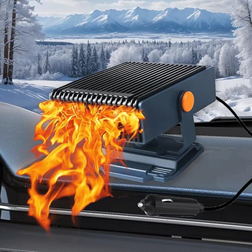 KQLHLHDYZ 12 V 150 W Riscaldamento Auto, Riscaldamento Sfumatore Auto 2 in 1 con Presa Accendisigari, Portatile Sbrinatore per Auto a Riscaldatore Rapido 360° Regolabile per Tutte Le Auto