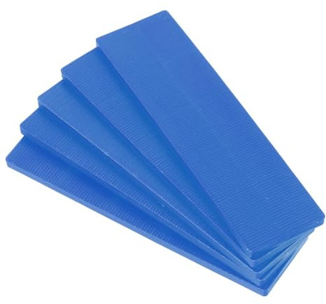 QUARKZMAN 50 Pezzi Spessori in Plastica 100 x 28 x 5 mm Distanziatori Piastrelle Cunei Piastre Piastre Compensazione Blocco Spessore Mobili Vetro per Finestra, Blu