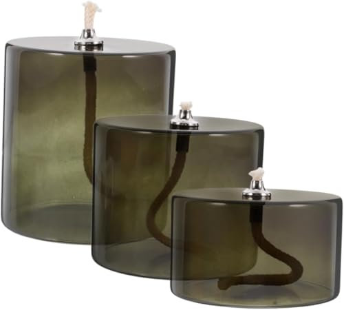 3 Stück klare leere Glas-Kerzengläser, nachfüllbare Ölkerzenbehälter, 3 Größen, Kerosin-Lampenöl für den Innenbereich, Duftöl