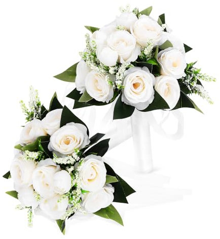 CLISPEED 2stücke Brautsträuße Aus Kunstblumen Elegante Hochzeitsblumen Leichte Tragbare Brautbouquets Für Hochzeit Und Fotografie Romantische Dekoration