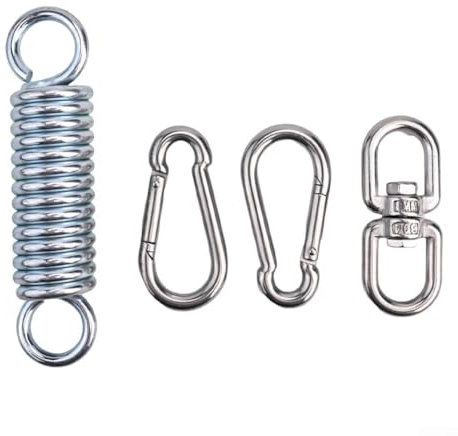 HOHOVYVY Molla di trazione, sospensione a molla per poltrona sospesa con funzione di rotazione a 360°, resistente alla ruggine, molle in metallo, moschettone, accessori per altalena