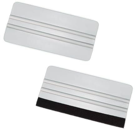 Henyall Plastic Squeegee Scraper Wallpaper Kit,Wrap Vinyl for Cars Scraper Tool,Plastic Felt Squeegee,Window Squeegee 15x8cm for Glass Film Vinyl Car Tint & Wallpaper(2 Pcs,Silver)