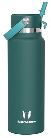 Sparrow Borraccia Termica 500ml/750ml/1L - Borracce Bambini con Cannuccia | Bottiglia Senza BPA & Perdite, Lavastoviglie, Caldo & Freddo, Scuola,Sport,Viaggio - SwivelSip Borraccia Tappo Flex Cannuccia
