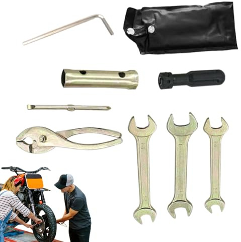 6 Pezzi Kit Di Attrezzi Per Riparazione Moto, Universale Per Moto Compatto Kit, Cacciavite Per Riparazione Motore Durevole C-hiave Per Attrezzi Set,Portatile Pinze C-hiave Candela Maniche Set Per Moto