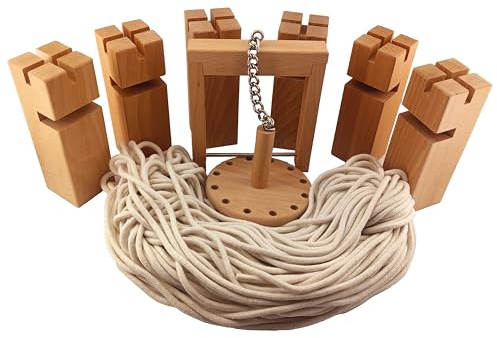 Hunmor Fröbelturm Teambuilding Spiele, Tower of Power, Stapelspiel | Fördert Kommunikation & Teamwork, für Gruppen & Events, inkl. Seile, Kran & 6 Holzblock aus Buchenholz