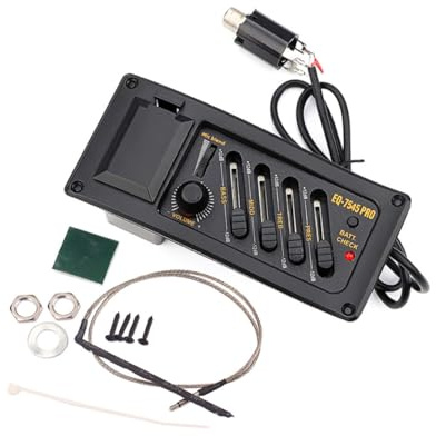 Schwarzer Gitarren Steg Tonabnehmer Eq7545pro für Akustische Gitarre | 1 Satz, Kunststoff und Metall, Klare und Volle Wiedergabe, Einfach zu Nutzen, für Instrumentenzubehör