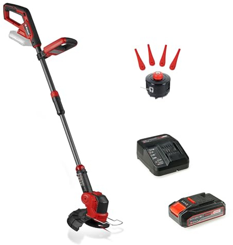 Einhell Akku-Rasentrimmer GE-CT 18/25-1 Li Power X-Change (18 V, 25 cm Schnittbreite, dreh-/neigbarer Motorkopf, inkl. 20x Kunststoffmesser, 1x Fadenspule, inkl. 2,5 Ah Akku & Ladegerät)