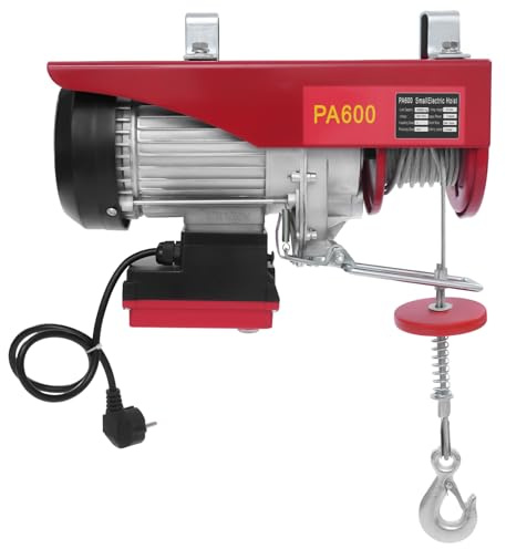 Treuil électrique 220 V avec télécommande, de 300 kg à 600 kg, avec câble en acier de 12 m et 2 sangles de levage, treuil électrique pour l'industrie, la construction, les entrepôts