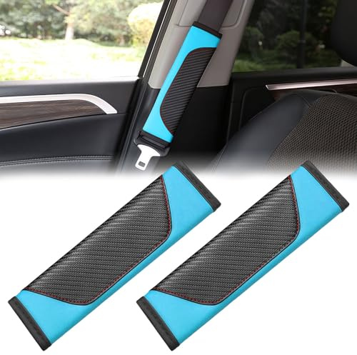 2 almohadillas acolchadas para cinturón de seguridad de coche, almohadillas para cinturón de seguridad de coche, almohadillas de fibra de carbono para cinturón de seguridad, almohadillas suaves para