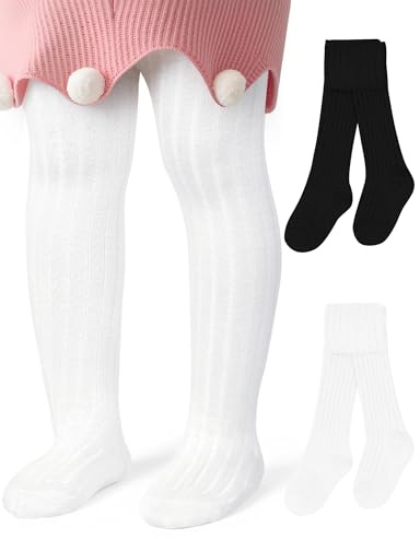 MELLIEX Collant per Neonati in Confezione da 2, Morbidi e Caldi Calzamaglia Neonata, Collant a Vita Alta per Bambine e Bambini da 0-30 Mesi