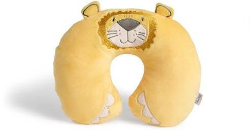 Nuby Kids Travel Pillow, Comfortable Head Rest for Car & Plane, 12M+, Lion