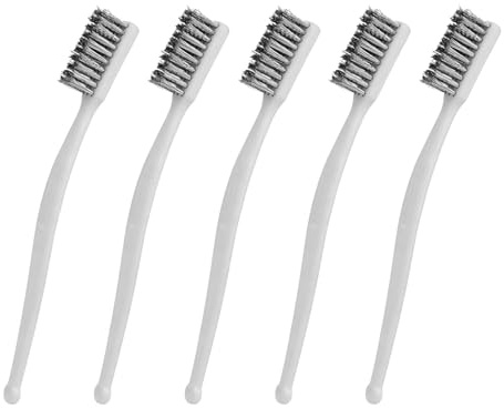 5pcs Wire Brushes for Cleaning, 7.09in Long Stainless Steel Metal Wire Brushes Reinforced Bristle Mini Small Brush Set Tools for Kitchen Industrial Welding Slag Walnut Carving Gaps Rust Removal