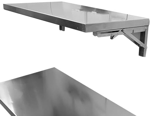 Tavolo da pranzo pieghevole da parete in acciaio inox, mensola salvaspazio per piccoli spazi, facile da installare e pulire, perfetto per sala da pranzo, lavoro o studio (120 x 35 cm)