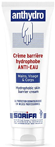 SORIFA - ANTHYDRO - Crème Barrière - Protection ANTI-EAU – ANTI-FROTTEMENT - Mains, visage et corps – Haute tolérance - Sans parfum -Tube 125 ml