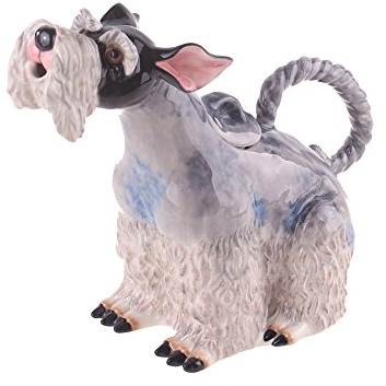 Blue Sky Teekanne, Keramik, 23,9 x 12,7 x 25,4 cm, Schwarz/Weiß Schnauzer 10 x 5 x 8.5 grau