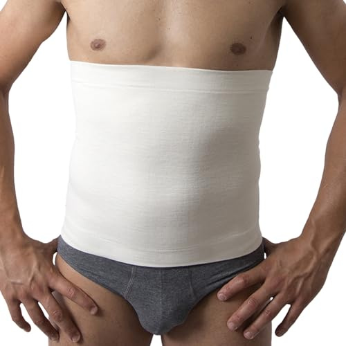 Beman 557 – Merinowoll‑ und Baumwoll‑Bauch‑ und Rückenbandage, elastische wärmende Bauch‑ und Lendenstütze, hypoallergen, H.31 cm (Weiß, 6)
