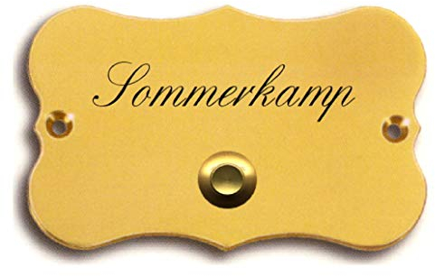 Klingelschild-Namensschild-Türschild-Klingel-Schild-90 x 55 mm-Messing poliert oder matt gebürstet Nr. 14 (Messing poliert mit 2 Zeilen Gravur)