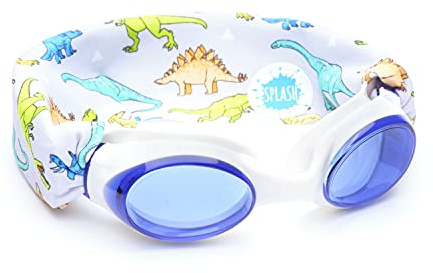 Splash Place KIDS SWIM GOGGLES with Fabric Strap | Tangle-Free Swimming Goggles for Kids (DINO)