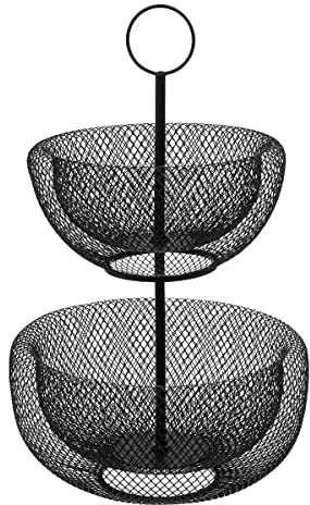 SG Secret de Gourmet 5FIVE Corbeille à Fruits 2 étages en métal Noir
