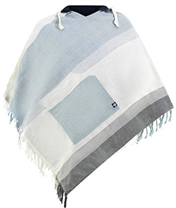 virblatt - Poncho Hombre | 100% algodón | Poncho Invierno Peruano | Reversible | Poncho Mexicano Ropa Hippie Rasta Capa - Wanderlust Beige L-XL