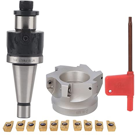 Fresa frontal, NT30-FMB27 Portabrocas de collar + Cortador de fresado de flauta BAP400R-80-27-6 + Insertos APMT1604(10PCS Milling Inserts)