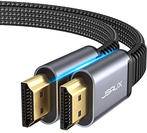 JSAUX - Cavo HDMI, 3 m, 4 K a 60 Hz, HDMI 2.0, 18 Gbps, cavo piatto HDMI 2.0, ad alta velocità, 3 m, HDMI in nylon, cavo intrecciato, supporto 4K 3D, HDR, UHD 2160p, 1080p, Ethernet ARC, Xbox PS3/4, TV, PC, grigio