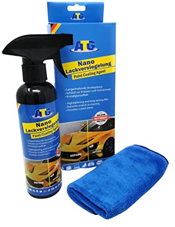 ATG Autozubehör-Teile-Gerl Nano Lackversiegelung mit Mikrofasertuch für optimalen Lackschutz 250ml Autopolitur gegen Kratzer, Schrammen, Staub und Schmutz Keramikversiegelung mit Lotuseffekt