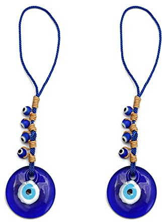 Mikqky 2 Piezas Ojo Turco Azul, Regalo de Bendición con Colgante de Amuleto, Colgante de Cuentas de Cristal de Regalo de Bendición de Protección de Decoración del Hogar