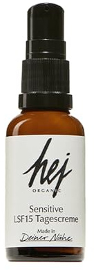 Sensitive LSF15 Tagescreme (30 ml) Sanfte Pflege mit Hanföl, reguliert den Feuchtigkeitsgehalt der Haut, wirkt antibakteriell, entzündungshemmend & beruhigend, Naturkosmetik, 100% vegan | HEJ ORGANIC