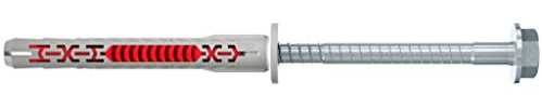 fischer DuoXpand 10 x 80 FUS R, Universal Plug with Rust-Proof Hexagon Head Screw & Molded Washer, Strong Hold, Ideal for Porous Building Materials, enables anchoring Close to The Edge, 50 pcs.