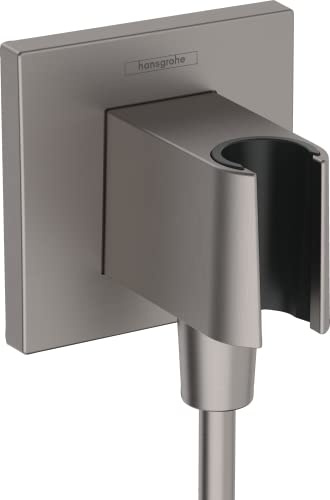 hansgrohe Wandanschluss mit Duschkopfhalterung FixFit E, Brushed Black Chrome