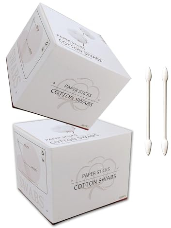 1000 Pieces Precision Tips,Double Pointed Cotton Swabs with Paper Stick