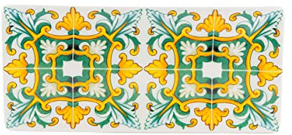 Vassoio in ceramica colorato con decorazione maioliche, vassoio rettangolare da tavolo per caramelle, dolci, antipasti, torta, vassoio decorativo, ngl 054