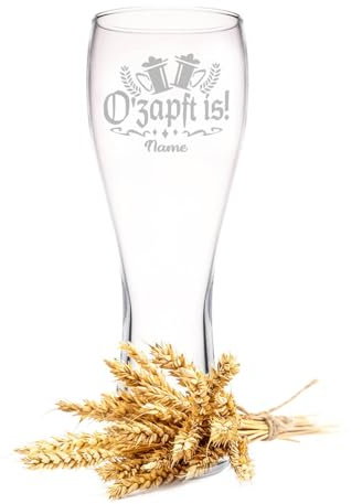 Leonardo O'zapft is! - Vaso de trigo con grabado, personalizable con nombre, regalos para papá para el día del padre, regalo para conocedores de la cerveza, idea de regalo para él hombres, 500 ml,