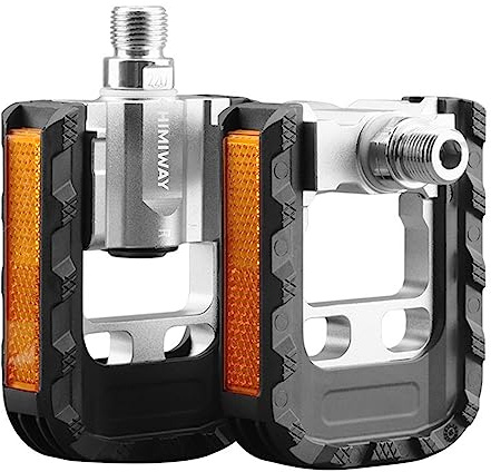 Himiway Folding Bike Pedals with Reflective Strips, Aluminum Alloy Bicycle Foldable Pedals, 9/16 inch Non-Slip Wide Platform Cycling Pedals for Folding Bike, BMX Bike, MTB Bike, Road Bike