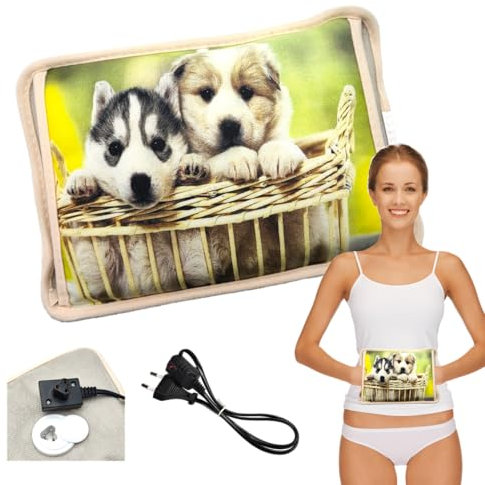 Powersell - Borsa Acqua Calda Elettrica | 500W Riscaldante con Tasche | Scaldamani, Scaldapiedi | Mantiene Calore fino a 5 Ore, Peluche, CANE