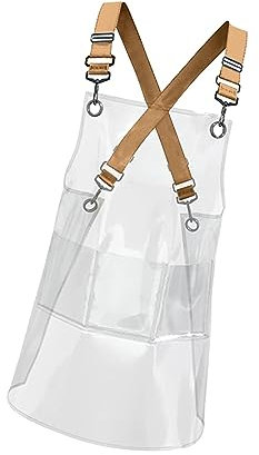 rockible Transparent Apron Waterproof TPU Aprons Unisex Adjustable Bib Cooking Kitchen Chefs Work Apron for Cosmetology Coffee Shop Painting Clear Hairdressing Aprons-Yellow Strap