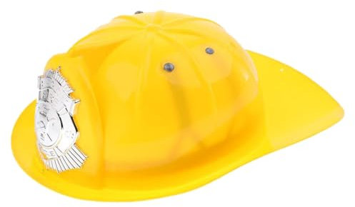 EXCEART Feuerwehrhelm Gelb Feuerwehr Helm Kinder Erwachsene Plastik Feuerwehrmann Helm Schutzhelm Weihnachten Halloween Kostüm Cosplay Fasching Karneval Party Verkleidung Spielzeug Zubehör